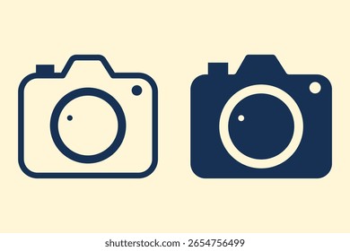 Ícone da câmera. símbolo para conceito móvel e web design. Ícone de câmera, traçado editável com contorno e estilo de glifo plano, modelo de design de clipart. Ilustração vetorial. 
