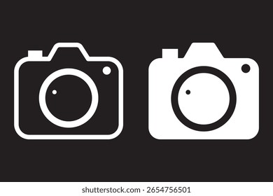 Camera Icon. symbol for mobile concept and web design. Camera icon, outlined editable stroke and flat glyph style, clipart design template. Vector illustration. 