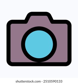 Camera Icon Symbol. Photo Camera Vector Icon, User Interface, User Experience, Isolated Lineal Color Vector Icon.