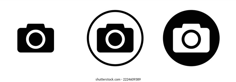 Kamerasymbol. Symbol. Unterschreiben. Symbol für die Circle-Fotokamera. Vektorgrafik
