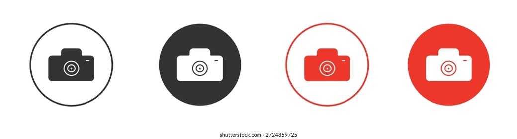 Símbolo do ícone da câmera. Design simples e plano para aplicativos móveis ou da Web. Logotipo de ilustração Vetor mínimo.