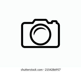 Plantilla de icono y símbolo de cámara. Icono de contorno de cámara aislado en fondo blanco.