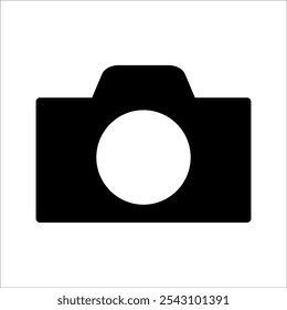 Icono de la cámara. Símbolo de la cámara. Icono del Vector de la cámara plano, aislado en negro