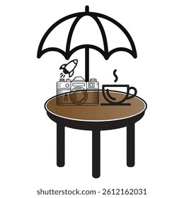 it's a camera icon and tea cup icon 