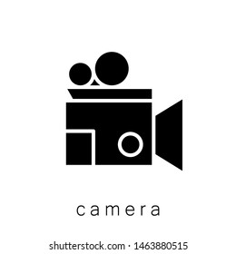 Camera Icon , Template Logo Design Emblem Isolated Illustration, Proffesional Company Business , Outline Solid Background White