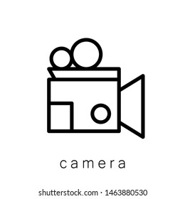 Camera Icon , Template Logo Design Emblem Isolated Illustration, Proffesional Company Business , Outline Solid Background White
