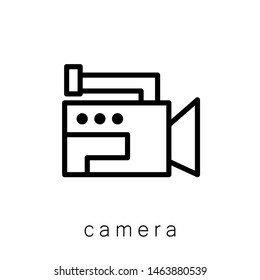 Camera Icon , Template Logo Design Emblem Isolated Illustration, Proffesional Company Business , Outline Solid Background White