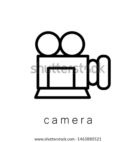Camera Icon , Template Logo Design Emblem Isolated Illustration, Proffesional Company Business , Outline Solid Background White