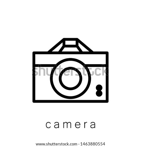 Camera Icon , Template Logo Design Emblem Isolated Illustration, Proffesional Company Business , Outline Solid Background White
