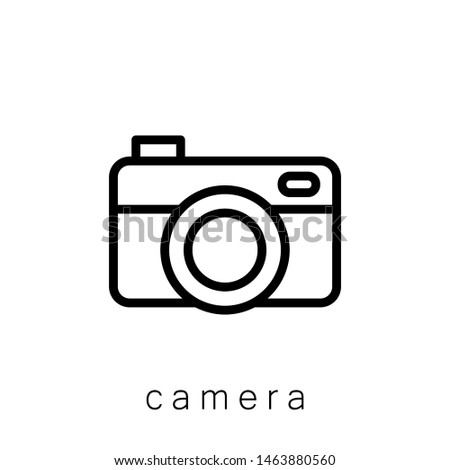 Camera Icon , Template Logo Design Emblem Isolated Illustration, Proffesional Company Business , Outline Solid Background White