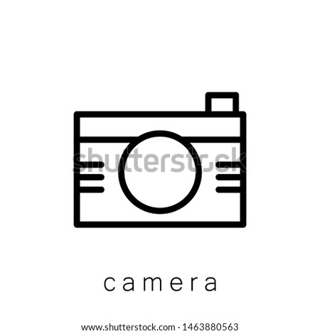 Camera Icon , Template Logo Design Emblem Isolated Illustration, Proffesional Company Business , Outline Solid Background White