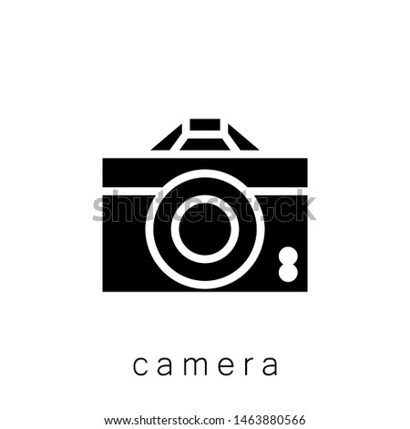 Camera Icon , Template Logo Design Emblem Isolated Illustration, Proffesional Company Business , Outline Solid Background White