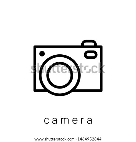 Camera Icon , Template Logo Design Emblem Isolated Illustration, Proffesional Company Business , Outline Solid Background White
