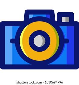 a camera icon that has a yellow frame on the lens