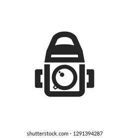 Camera icon in thick outline style. Black and white monochrome vector illustration.