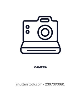  camera icon. Thin line  camera icon from hardware and equipment collection. Outline vector isolated on white background. Editable  camera symbol can be used web and mobile