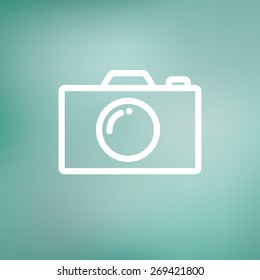 Camera icon thin line for web and mobile, modern minimalistic flat design. Vector white icon on gradient  mesh background.