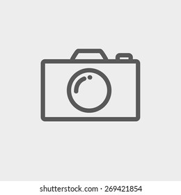 Camera icon thin line for web and mobile, modern minimalistic flat design. Vector dark grey icon on light grey background.