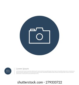 camera icon thin line for web and mobile, modern minimalistic flat design. Vector outline icon and offset colour on light white background. vector illustration