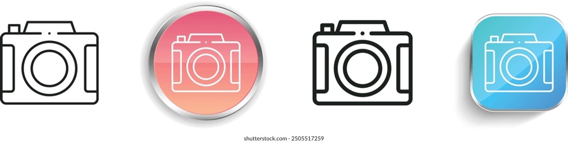 camera icon. Thin Linear, Regular and Button Style Design Isolated On White Background