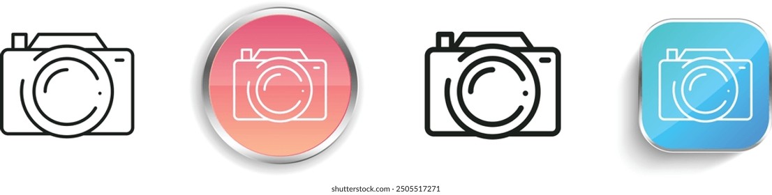 camera icon. Thin Linear, Regular and Button Style Design Isolated On White Background