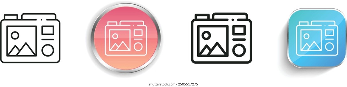 camera icon. Thin Linear, Regular and Button Style Design Isolated On White Background