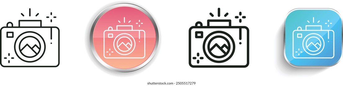 camera icon. Thin Linear, Regular and Button Style Design Isolated On White Background