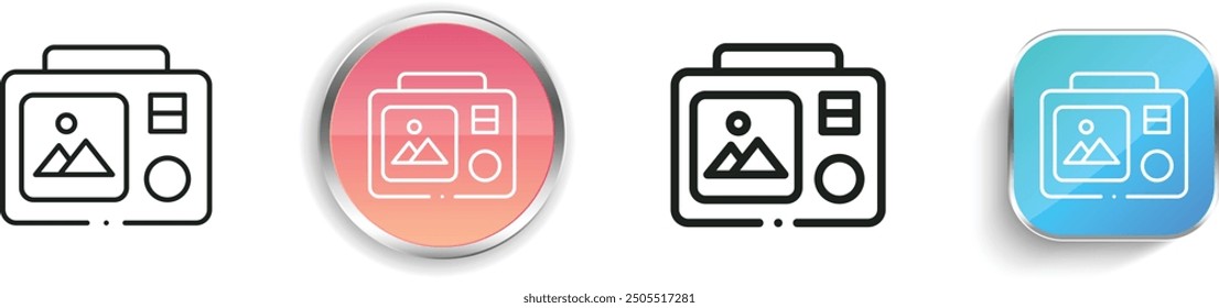 camera icon. Thin Linear, Regular and Button Style Design Isolated On White Background