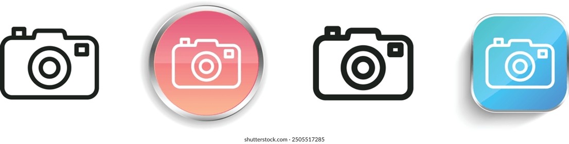 camera icon. Thin Linear, Regular and Button Style Design Isolated On White Background