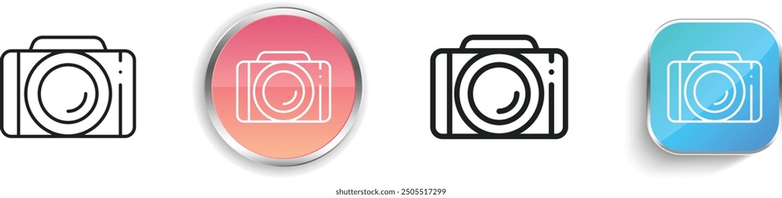camera icon. Thin Linear, Regular and Button Style Design Isolated On White Background