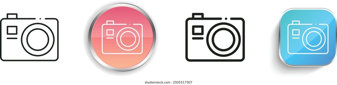 camera icon. Thin Linear, Regular and Button Style Design Isolated On White Background
