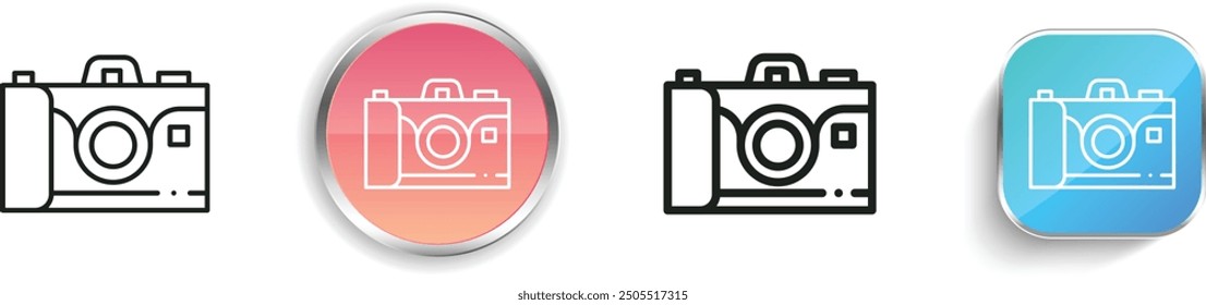 camera icon. Thin Linear, Regular and Button Style Design Isolated On White Background
