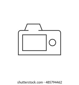 Camera icon in thin outline style. Digital photography snapshot