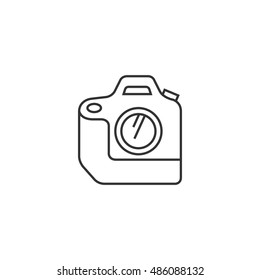 Camera icon in thin outline style. Photography picture electronic imaging digital SLR reflex