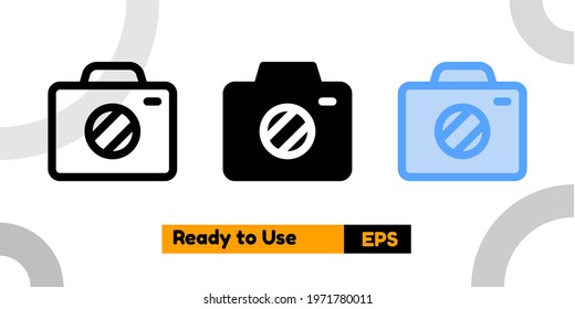 camera icon with three style for website, social media, and presentation