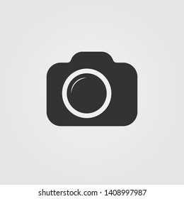 Camera Icon in trendy flat style isolated on grey background. Black symbol for your web site design, logo, app, UI. Vector illustration.