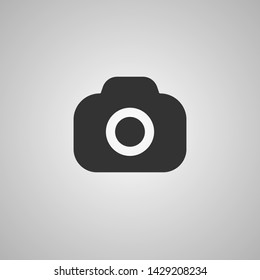 Camera icon in trendy flat style isolated on grey background. 