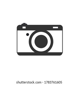 Icono de cámara de estilo plano moderno aislado en fondo gris. Símbolo de cámara para el diseño de su sitio web, logotipo, aplicación, interfaz de usuario. Ilustración del vector, EPS10.