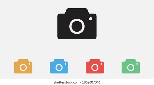 Camera icon in trendy flat style isolated on grey background. Camera symbol for your web site design, logo, app, UI. Vector illustration, EPS10. Set of colorful flat design icons