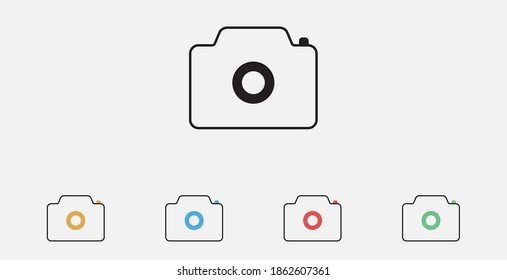 Camera icon in trendy flat style isolated on grey background. Camera symbol for your web site design, logo, app, UI. Vector illustration, EPS10. Set of colorful flat design icons