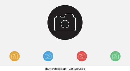 Camera icon in trendy flat style isolated on grey background. Camera symbol for your web site design, logo, app, UI. Vector illustration, EPS10. Set of colorful flat design icons