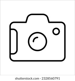 Icono de cámara de estilo plano moderno aislado en fondo gris. Símbolo de cámara para el diseño de su sitio web, logotipo, aplicación, interfaz de usuario. Ilustración del vector, EPS10.