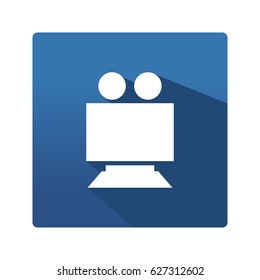 Camera icon in trendy flat style isolated on blue background. Camera pictogram for your web site design, logo, app. Vector illustration
