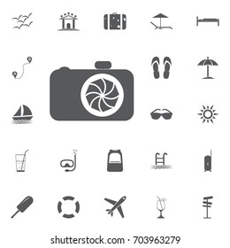 Camera Icon in trendy flat style isolated on grey background. Camera symbol for your web site design, logo, app vector illustration Summer set