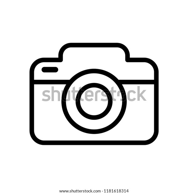 白い背景にトレンディフラットスタイルのカメラアイコン のベクター画像素材 ロイヤリティフリー
