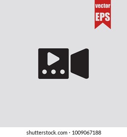 Camera icon in trendy isolated on grey background.Vector illustration.