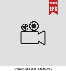 Camera icon in trendy isolated on grey background.Vector illustration.