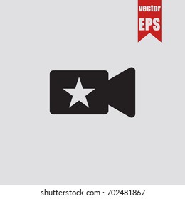 Camera icon in trendy isolated on grey background.Vector illustration.