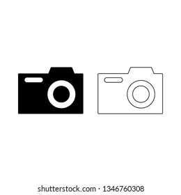 Camera Icon in trendy line and glyph style isolated on white background. Camera symbol for your web site design, logo, app, user interface. Vector illustration, eps 10.