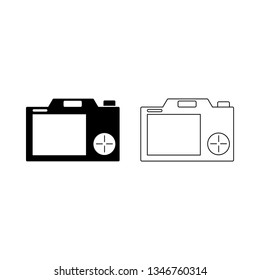 Camera Icon in trendy line and glyph style isolated on white background. Camera symbol for your web site design, logo, app, user interface. Vector illustration, eps 10.
